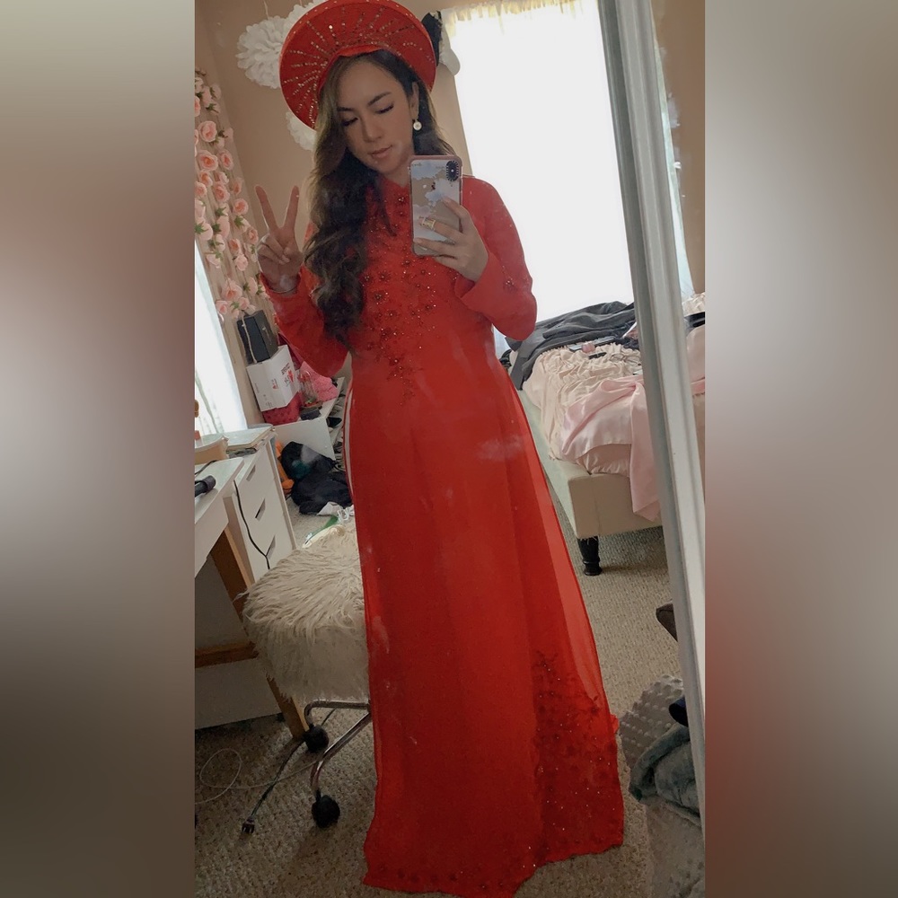 Red Ao Dai Wedding dress